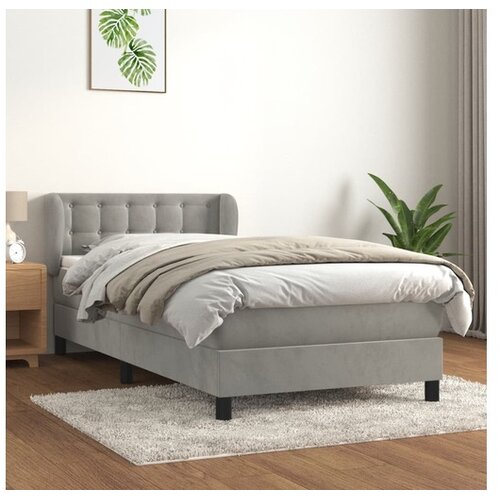  Box spring postelja z vzmetnico svetlo siva 80x200 cm žamet Cene