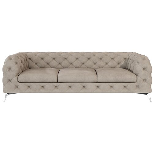 Ropez Sivo-bež baršunasti sofa 243 cm Chelsea – Cene