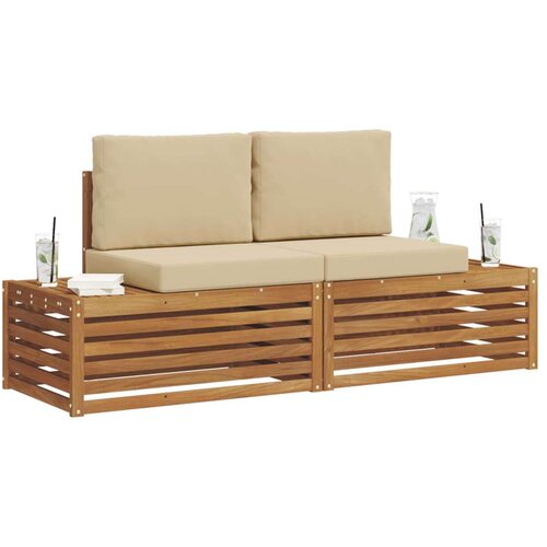  Set vanjskih sofa s jastukom 2 Komad Prirodna i bež Slike