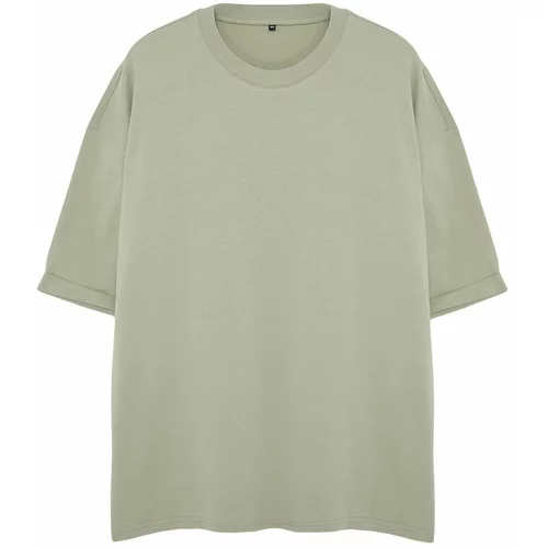 Trendyol Men's Plus Size Basic Mint Oversize/Wide-Fit 100% Cotton T-Shirt