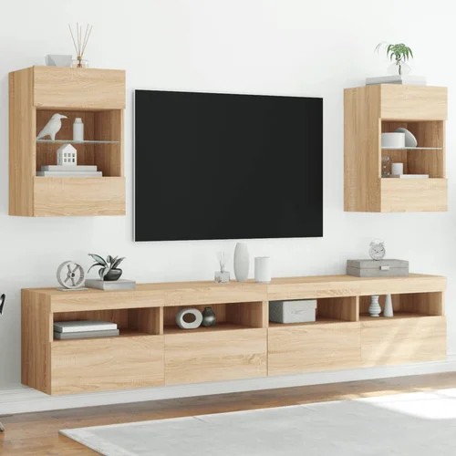  The Living Store Stenske TV omarice z LED 2 kosa sonoma hrast 40x30x60,5 cm - TV Stenska Omarica, (21555304)