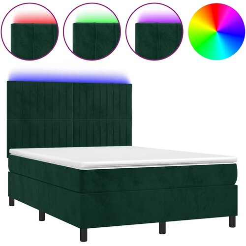  Krevet box spring s madracem LED tamnozeleni 140x190 cm bar&amp;scaron;un Slike