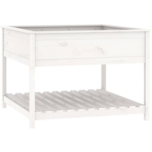 Maison Chic Visoka greda - Greda - Cvetlični Lonec s polico bela 111,5x111,5x81 cm trdna borovina, (21789058) Slike
