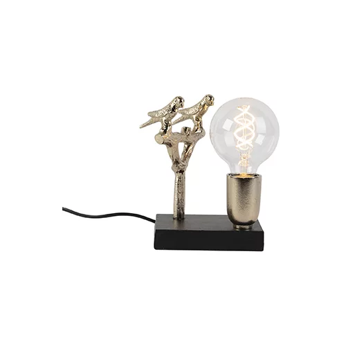 QAZQA Art Deco namizna svetilka črna z zlatom 18,5 cm - Pajaro