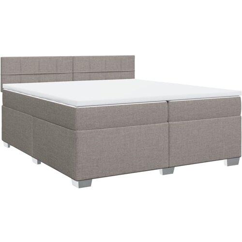  Krevet s oprugama i madracem smeđesivi 200x200 cm od tkanine Slike