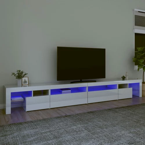 vidaXL TV ormarić s LED svjetlima visoki sjaj bijeli 290x36,5x40 cm