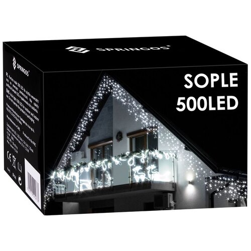 Springos zavjesa s kapljicama, 500 LED, 20 m, hladno bijela Slike