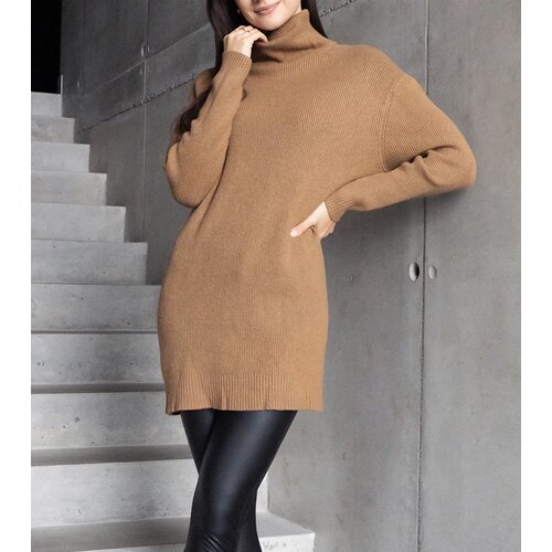 UR/CEO Long brown soft turtleneck sweater Kali Slike