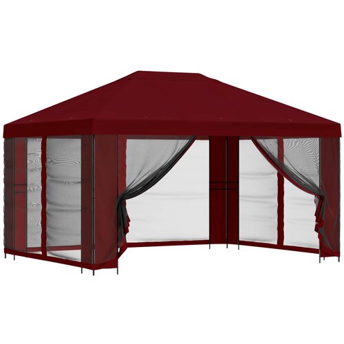 vidaXL Vrtni gazebo s stranskimi stenami 4 &times; 3 m Burgundija, (5000218852) Cene