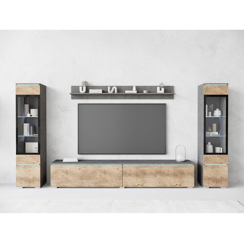 XXXL Dnevni Regal Vera I, Antracit, Barva Kostanja, Z Osvetlitvijo Slike