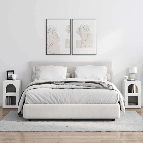  Noćni ormarić 2 pcs Bijelo 29.5 x 35 x 50 cm Konstruirano drvo Slike