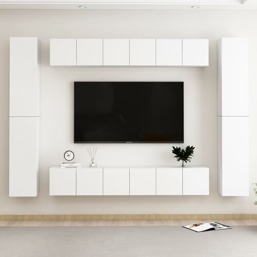  10-dijelni set TV ormarića bijeli od iverice Slike