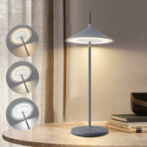 Nettlife Lampe de table sans fil, lampe de chevet LED, batterie 1800mhA, rechargeable, tactile, dimmable, moderne, IP44, avec USB, (22144007) Slike