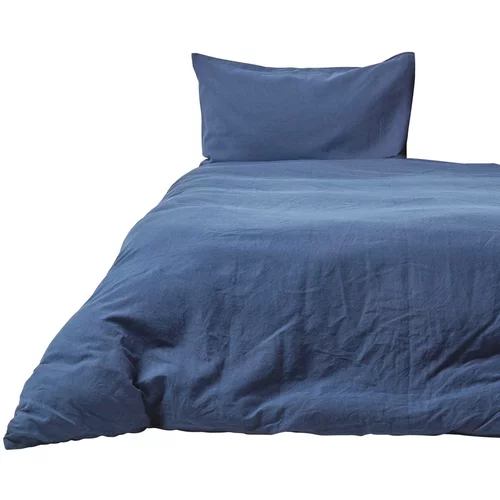 HOMESCAPES Komplet posteljnih prevlek iz mornarsko modrega platna, 240x220 cm, (20750324)