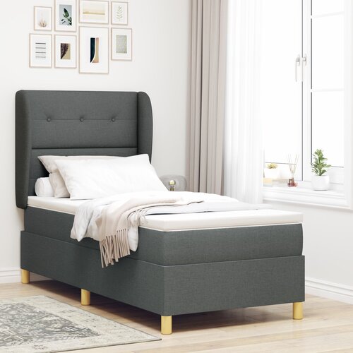 VidaXL Box Spring Krevet s Madracem Tamno Sivi 100x200 cm Tkanina Slike