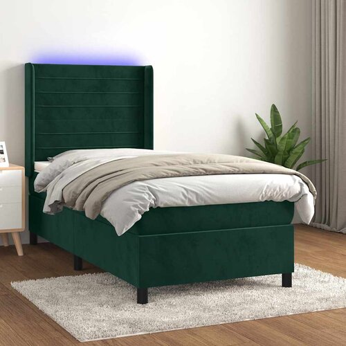  box spring s madracem LED tamnozeleni 90x190 cm bar&scaron;un Cijene