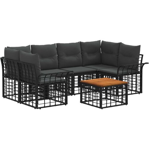  Set vanjskih sofa 7 kom. Crna i tamno siva poliratan Slike