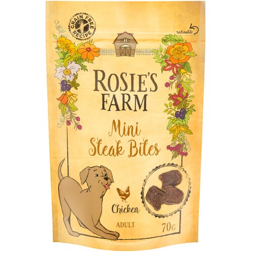 Rosie&amp;#039;s Farm Snacks &amp;quot;Mini Steak Bites&amp;quot; pi&amp;scaron;čanec - Varčno pakiranje: 5 x 70 g Slike
