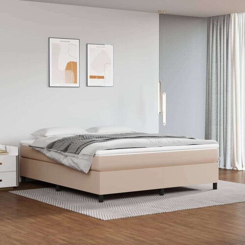  Box spring postelja z vzmetnico kapučino 180x200cm umetno usnje Slike
