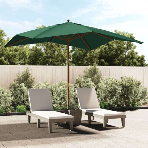 vidaXL Vrtni suncobran s drvenim stupom zeleni 300 x 300 x 273 cm Cene