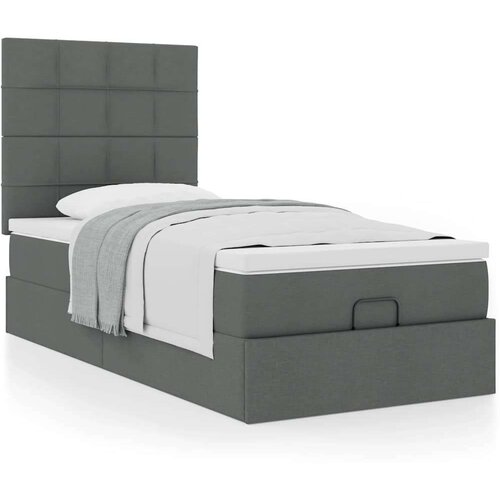 VidaXL otomanski okvir kreveta s madraca tamnosivi 90x200cm od tkanine Slike