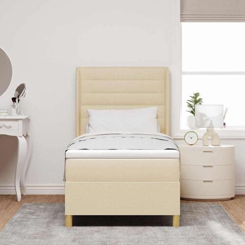 Box spring krevet s madracem Krema 90 x 190 cm tkanina Slike