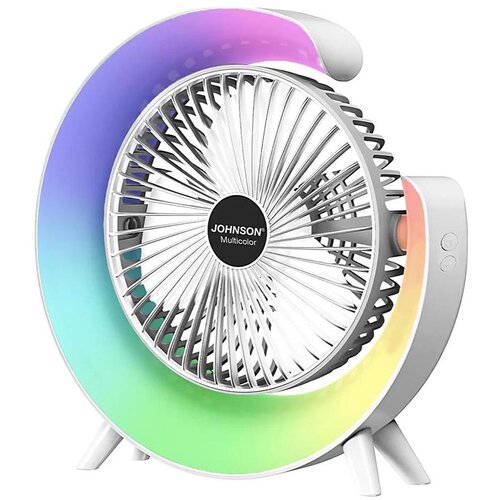 Johnson LED RGB punjivi stoni ventilator MULTICOLOR 5W/3,7V 1200 mAh prečnika 14 cm bela Cene