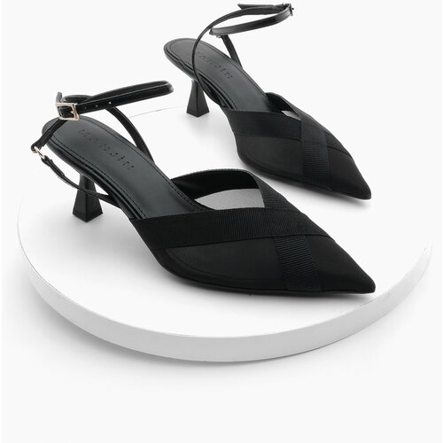 Marjin Women's Stiletto Mesh Detail Pointed Toe Heels Mires Black Slike