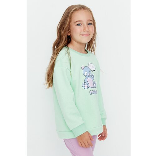 Trendyol Mint Printed Girl Knitted Sweatshirt Slike