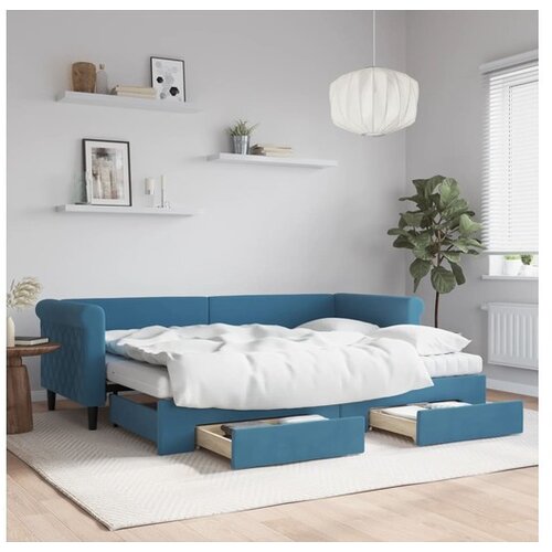 vidaXL Izvlečna dnevna postelja s predali modra 80x200 cm ža Cene
