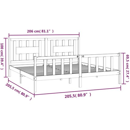  Okvir za krevet s uzglavljem crni 200 x 200 cm od masivnog drva Slike