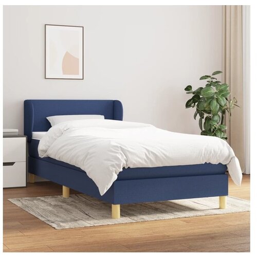 VidaXL Krevet s oprugama i madracem plavi 90 x 190 cm od tkanine Slike