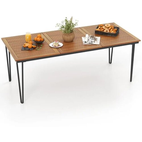  Vrtna miza za do 8 oseb, lesena zunanja miza, dim. 200 x 90 x 75 cm Slike