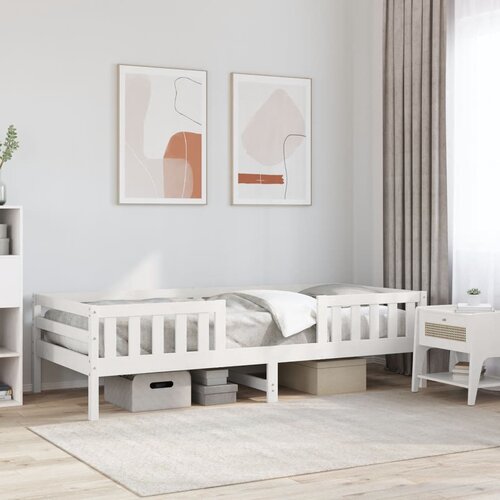Furnova Posteljni okvir brez vzmetnice bel 75x190 cm trdna borovina, (21934476) Slike
