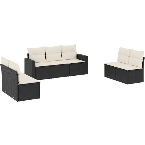  7-dijelni set vrtnih sofa od poliratana s jastucima crni Crna 66 x 62 x 69 cm Slike