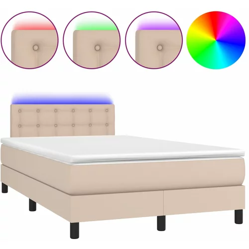 vidaXL Box spring postelja z vzmetnico LED kapučino 120x190 cm, (21111624)