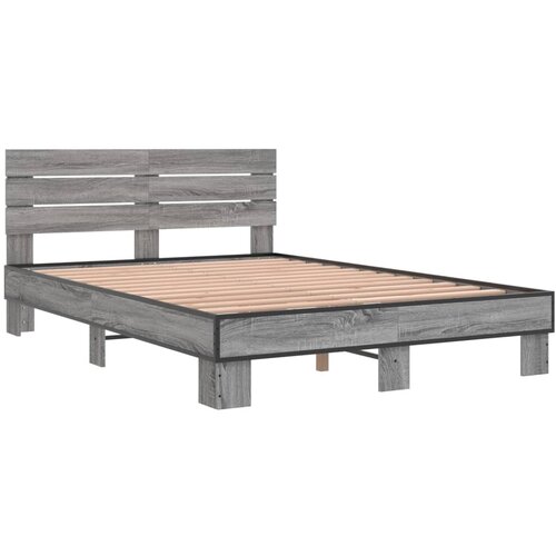 VidaXL Posteljni okvir siva sonoma 140x190 cm inž. les in kovina, (21152029) Slike