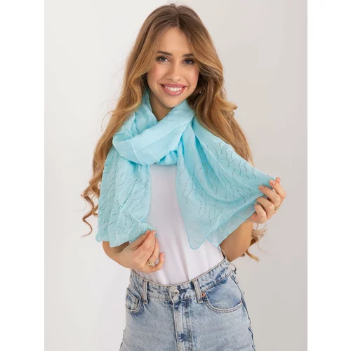 Fashion Hunters Light blue viscose women's scarf with rhinestones