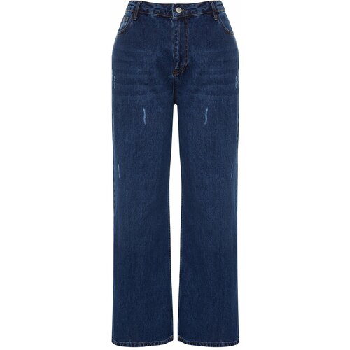 Trendyol Curve Dark Blue High Waist Wide Cut Jeans Cene