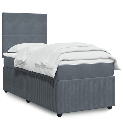 VidaXL Box spring postelja z vzmetnico temno siva 100x200 cm žamet Slike