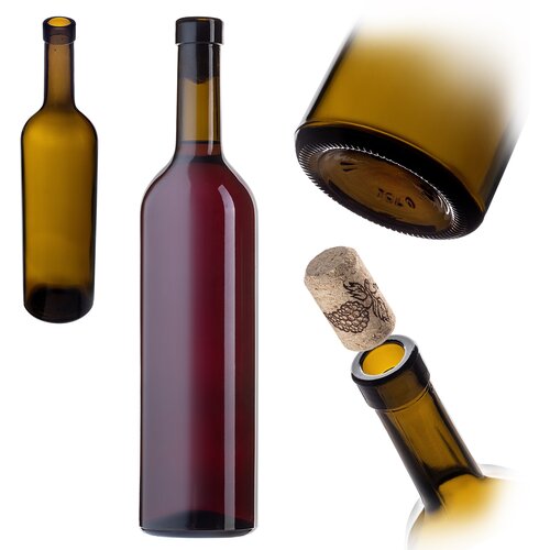 KADAX steklenica za vino z bordo zamaškom 0,75 l 750 ml steklenice za vino kozarec za jabolčnik, (5000355165) Cene