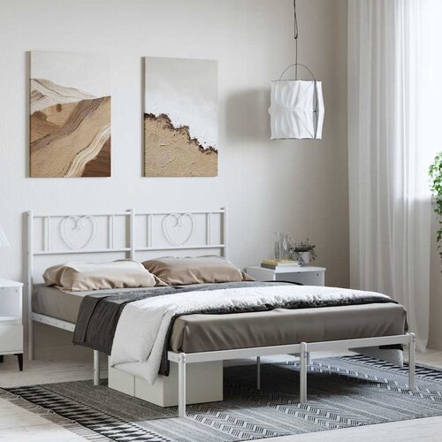  Metalni okvir za krevet s uzglavljem bijeli 150x200 cm Cijene