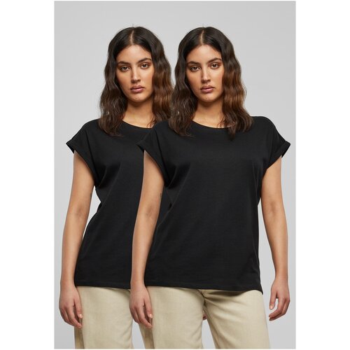 Urban Classics Women's T-shirt with extended shoulder 2 pcs black+black Slike