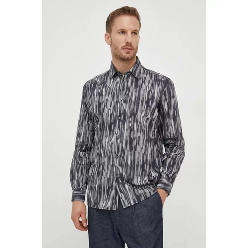 Sisley Pamučna košulja za muškarce, boja: crna, regular, s klasičnim ovratnikom