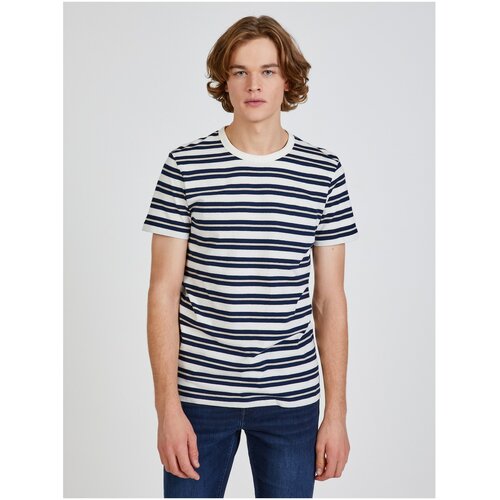 Tom Tailor Blue-White Men's Striped T-Shirt Denim - Men's