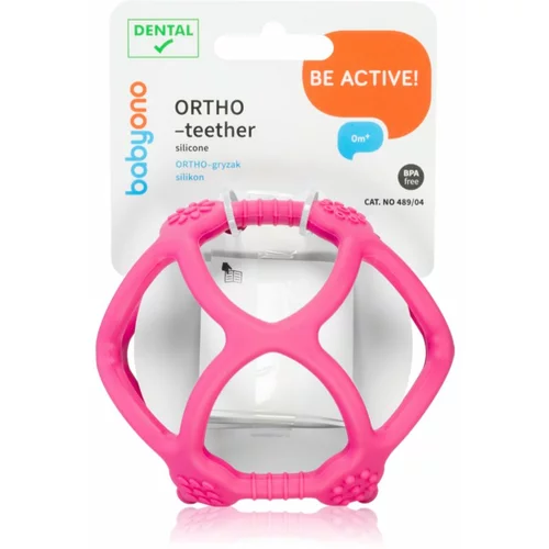 BabyOno Be Active Ortho Teether grickalica za bebe za djecu od rođenja Pink 1 kom
