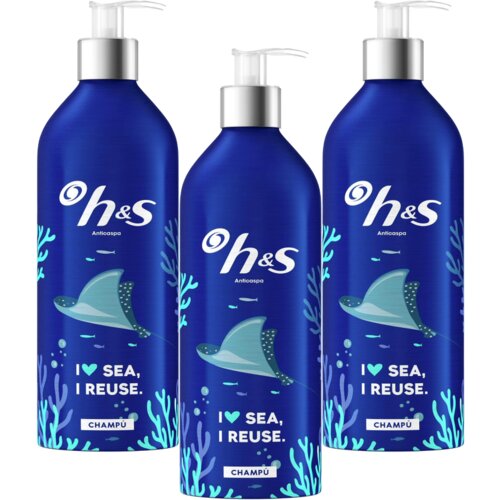 Head & Shoulders classic clean i love sea šampon za kosu u aluminijumskoj punjivoj boci sa pumpicom, 430ml, 3 komada Cene