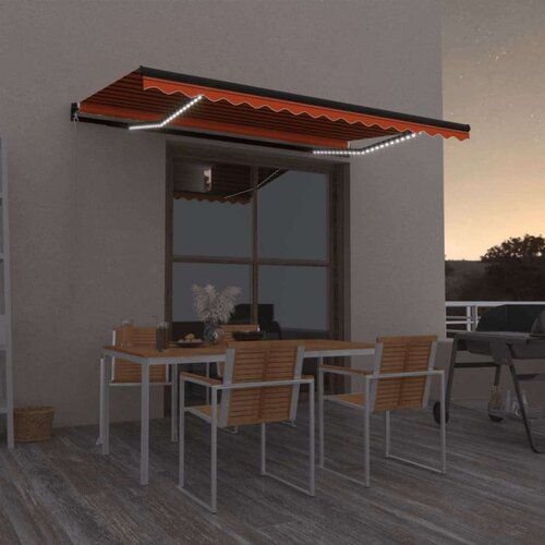  Ročno zložljiva tenda z LED lučmi 450x350 cm oranžna in rjava Cene