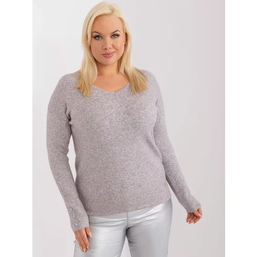 Fashion Hunters Gray melange sweater with a neckline