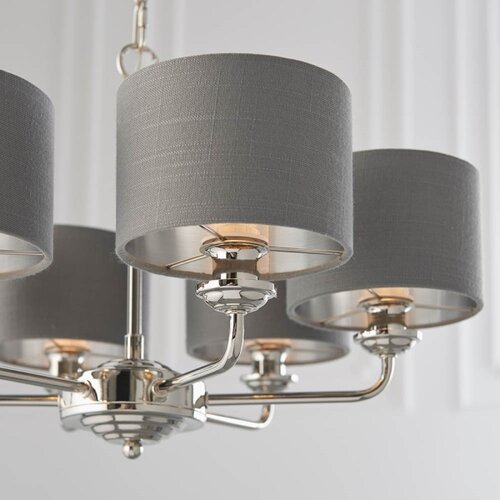  Endon 94381 - Luster na lancu HIGHCLERE 6xE14/28W/230V siva/sjajni hrom Slike